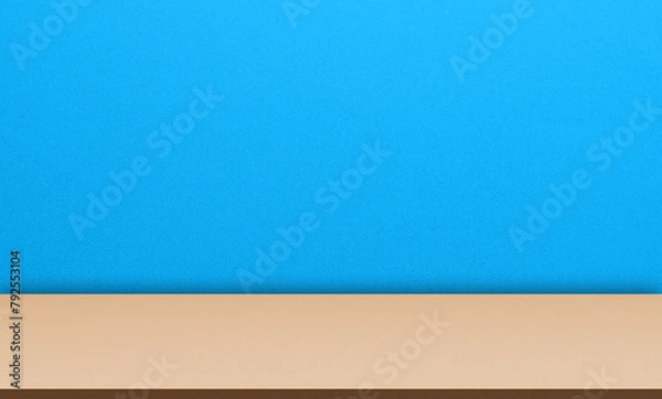 Fototapeta Blue Studio Bakcground Empty Room Minimal Kitchen Table Podium Bar Mockup Light Scene Smooth Abstract Counter Cosmetic Marble Wall Pattern Texture Design Summer Space Scene Loft Cement Two Tone.