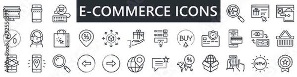 Obraz E-Commerce line web icon set. Outline icons collection