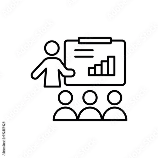 Fototapeta School teacher icon vector illustration. Training, lecture on isolated background. Education sign concept.