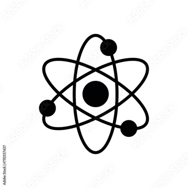 Obraz Atom, neutron and proton icon vector illustration. Orbital electrons on isolated background. Nuclear energy sign concept.