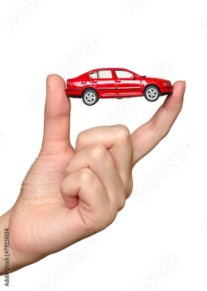Obraz Fingers holding red car model