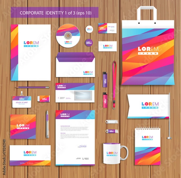 Fototapeta Vector artistic corporate identity template with color elements