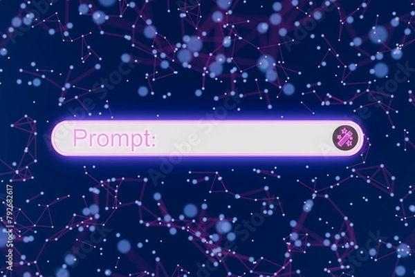 Fototapeta Digital Prompt Command Bar on Abstract Network Background