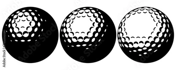 Fototapeta Set of vector golf ball templates. Monochrome illustration.