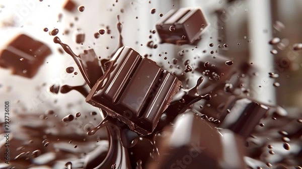 Fototapeta Splashing chocolate chunks