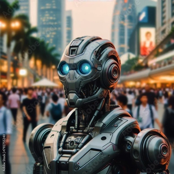 Obraz Robot in the crowd