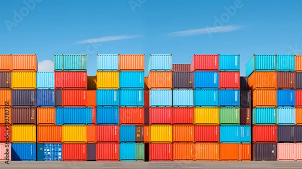 Fototapeta Container, logistics import and export and transportation industry background
