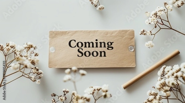 Obraz Stylish Minimalistic 'Coming Soon' Sign with Botanical Elements