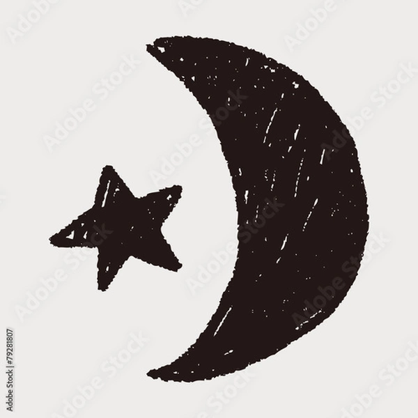 Obraz moon and star doodle drawing