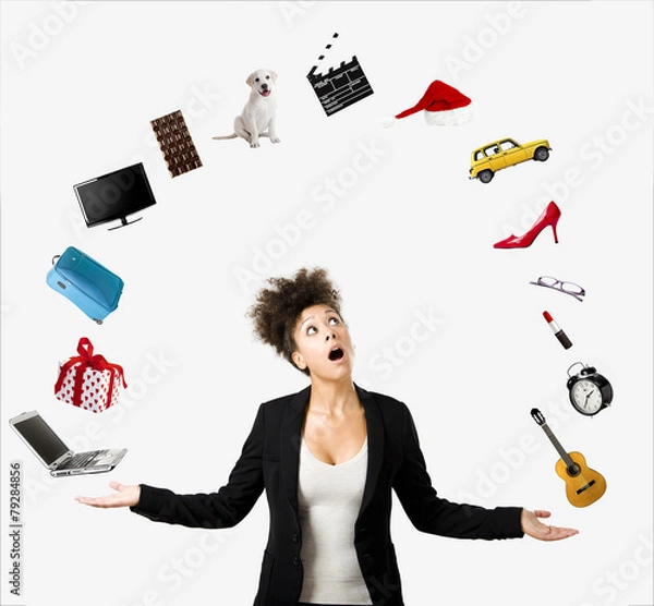 Obraz Afro-American woman juggling objects