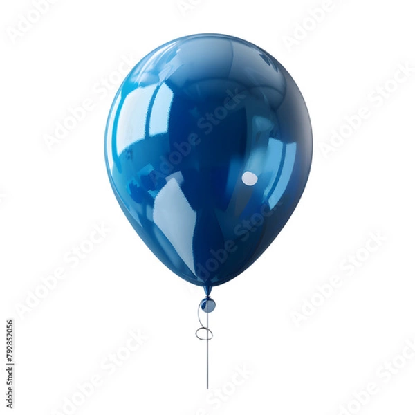Fototapeta A single blue balloon with a glossy reflection, giving a sense of celebration, on a transparent background.