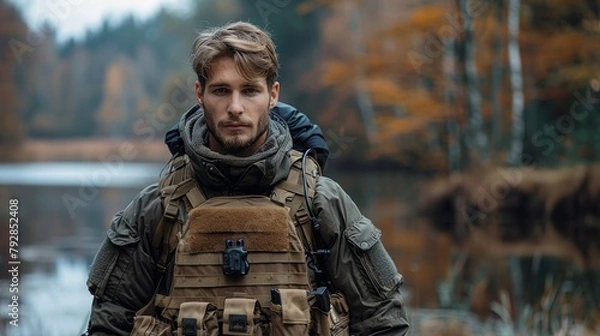 Fototapeta The Wanderers Reflection. Generative AI