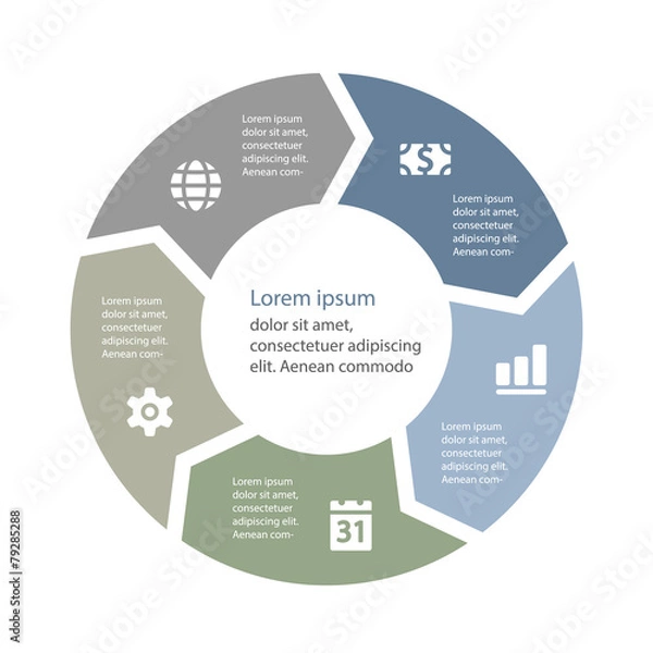 Fototapeta Circular infographics template for cycling diagram, graph, prese