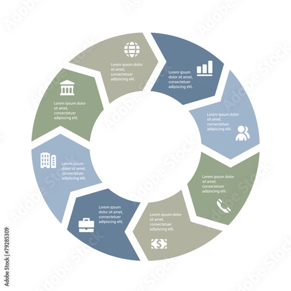 Fototapeta Circular infographics template for cycling diagram, graph, prese