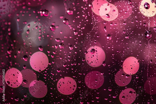 Obraz Bright pink bokeh lights on dark watery surface