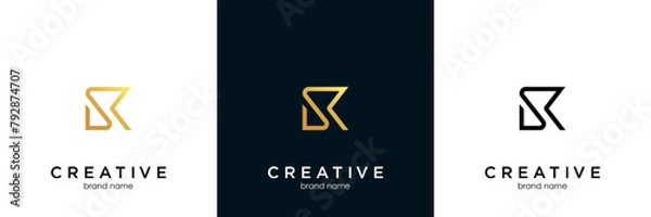 Obraz SK letter logo design on luxury background. KS monogram initials letter logo concept. SK icon design. KS elegant and Professional letter icon design