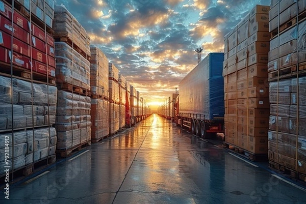 Fototapeta Truck Cargo Securement Scenes depicting proper cargo securement practices to ensure safety during transportation
