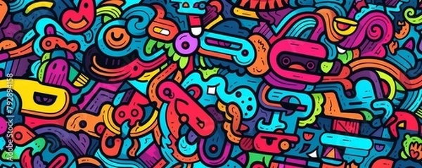 Fototapeta Colorful abstract graffiti with a variety of shapes and colors