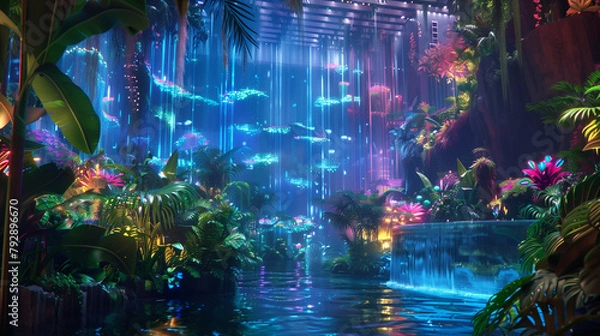 Obraz a series of full-color backgrounds that captivate the viewer with their vibrancy and versatility. Picture a lush tropical paradise, with rich emerald green foliage, vibrant flowers in shades of magent