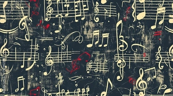 Fototapeta Music notes pattern background