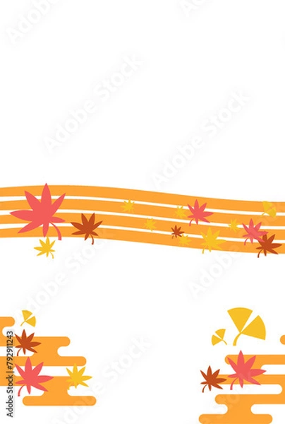 Fototapeta 秋の川を紅葉が流れるフォトフレーム、ポップフレーム素材