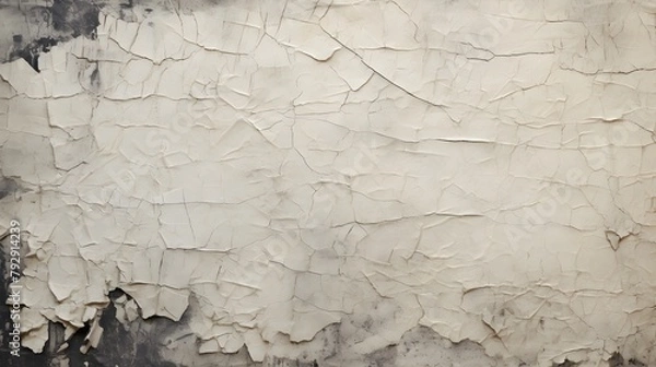 Fototapeta texture papier peint déchiré blanc, craquelé et froissé, généré par IA