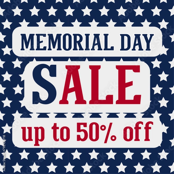 Fototapeta  memorial day sale up to, vector illustration