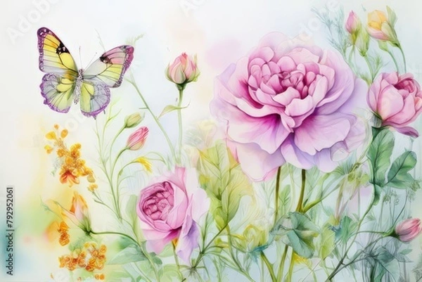 Fototapeta butterfly on a flower  created with generative AI software.