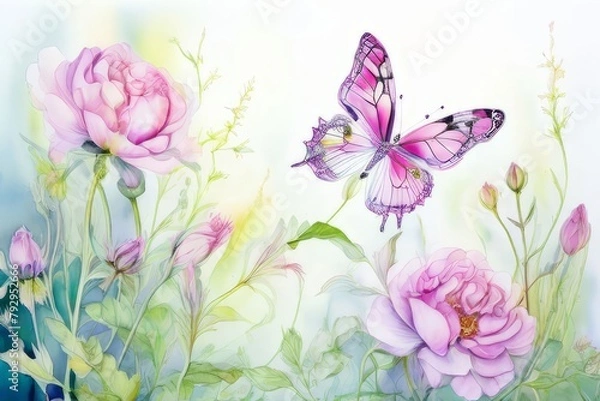 Obraz butterfly on a flower  created with generative AI software.