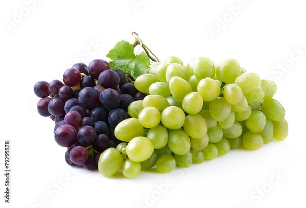 Fototapeta Ripe juicy grapes isolated on a white.