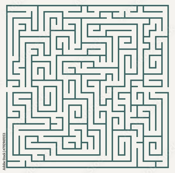 Fototapeta Labyrinth vector graphic. Square shape maze (labyrinth) game illustration.