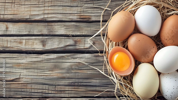 Fototapeta Fresh farm eggs