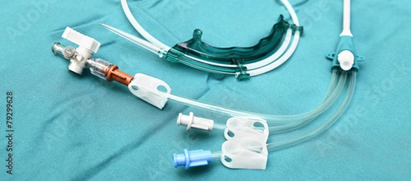 Obraz Close up view ona central venous catheter and a guide wire