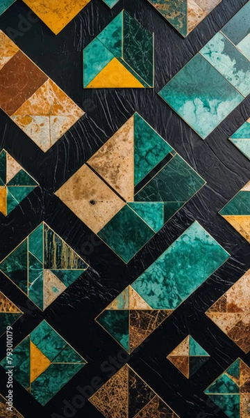 Obraz green yellow black abstract background