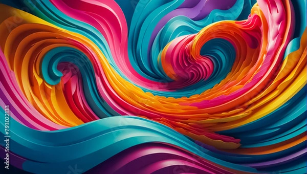 Fototapeta Abstract 3D background, waves colors texture