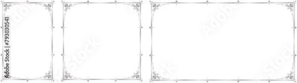 Fototapeta Set of Decorative Vintage Silver Frames and Borders, 2x3, 1x1, 16x9 sizes