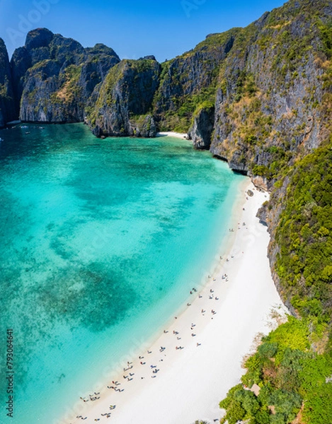 Obraz Aerial view of Maya bay beach in koh Phi Phi Leh, Krabi, Thailand