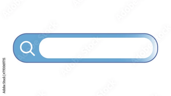 Fototapeta Empty light blue search bar with magnifying glass icon, isolated on a transparent or white background, vector illustration 