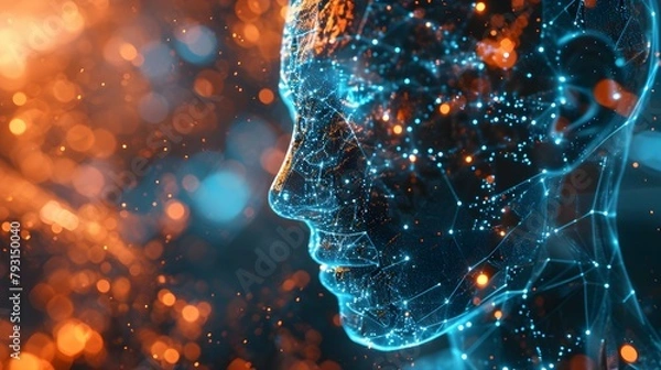 Fototapeta  brain connected to the motherboard, abstract future technology concept illustration