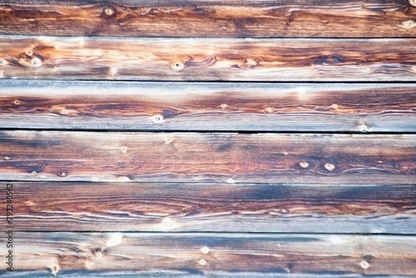 Obraz a pattern of wooden boards of a sitting bench in brown white color 