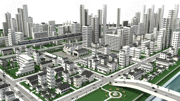Obraz 市街地の鳥瞰図の3D-CG