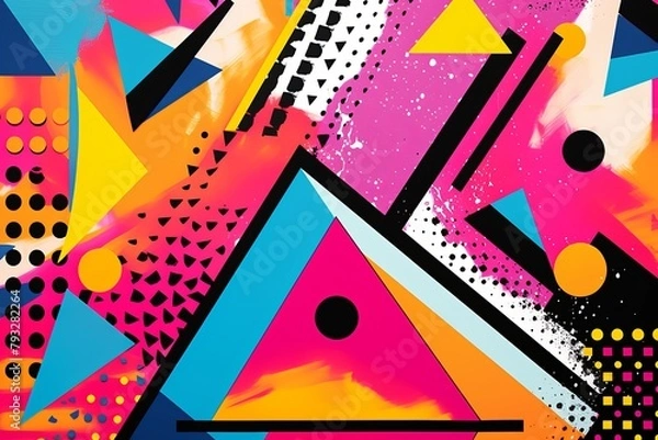 Obraz Funky Colorful Geometric Dance Party Graphics for Modern Invitations