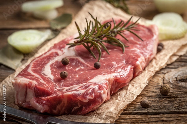 Fototapeta Raw beef steak.