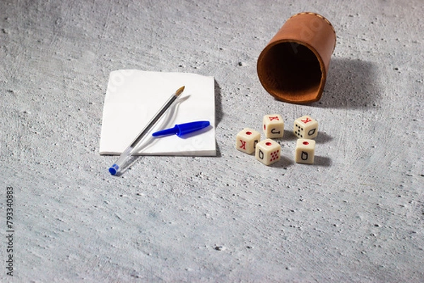 Obraz Luck and Strategy: Poker Cup with Dice.