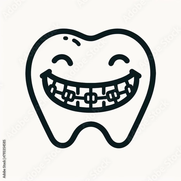 Obraz Smiling tooth braces icon