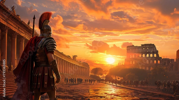 Fototapeta statue, sculpture gladiator stoic