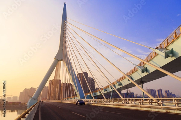 Fototapeta road on bridge