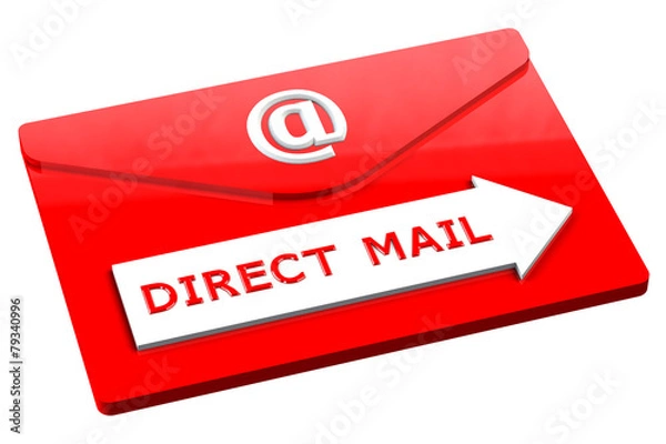 Fototapeta Red envelope with words direct mail