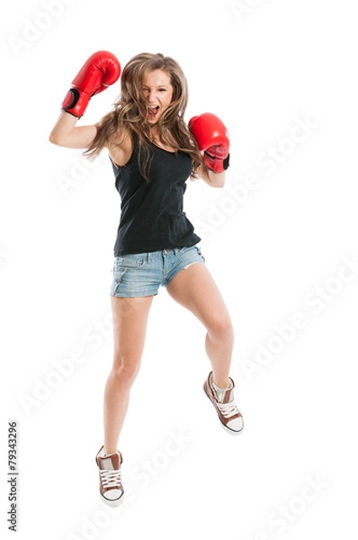 Obraz Young female model jumping