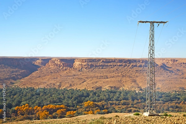 Fototapeta utility pole in africa morocco energy and distribution pylon